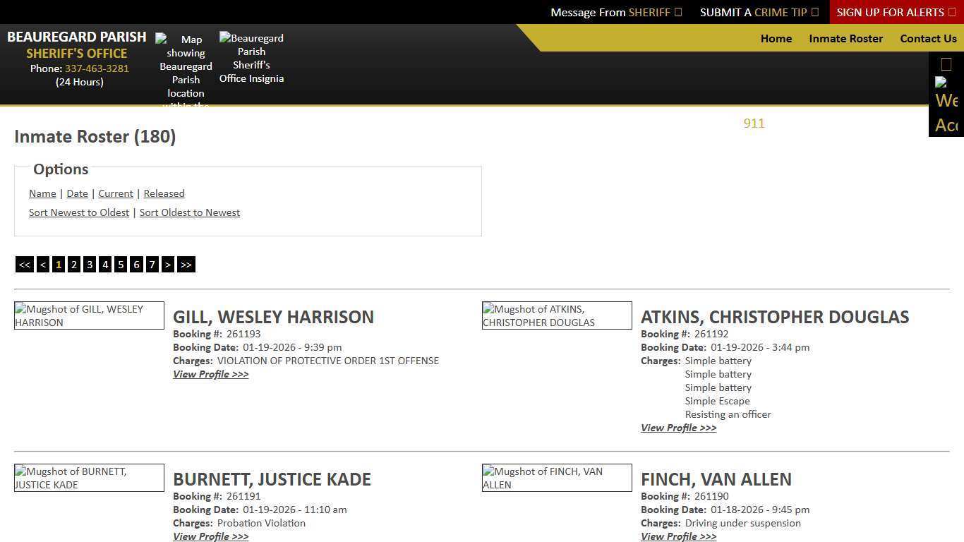 Inmate Roster - Current Inmates Booking Date Descending - Beauregard Parish Sheriff's Office